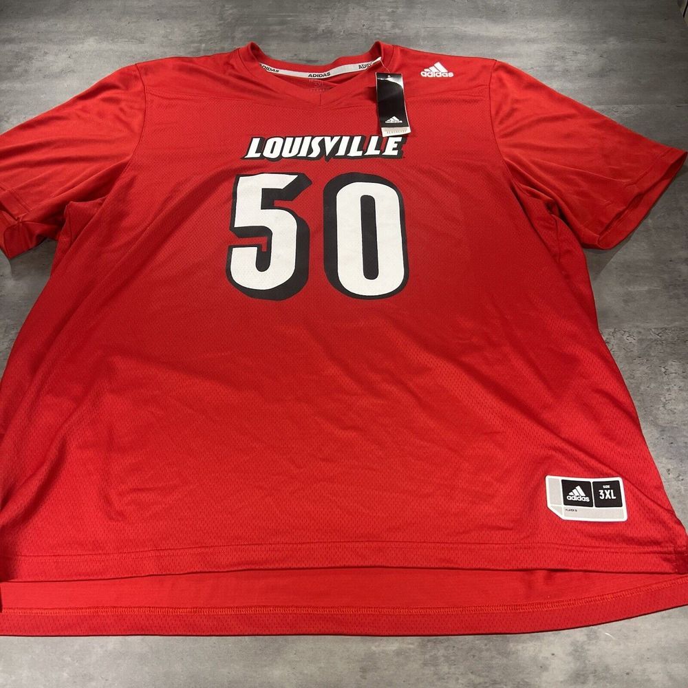 Adidas Louisville Cardinals Jersey Men 3XL Red Primegreen Aeroready NCAA #50
